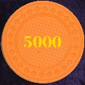 Orange plastic chips 4gm numbered 5000