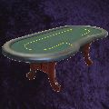 Kidney Shaped Poker Table Top 2.5 x 1.25m (8 x 4') Dark Green Baize with Mahogany H legs