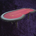 Kidney Shaped Poker Table Top 2.5 x 1.25m (8 x 4') Burgundy Baize with Farmhouse Legs