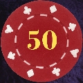 Red Card Suit chip 11.5gm Numbered 50