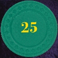 Green plastic chips 4gm numbered 25
