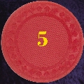 Red plastic chips 4gm Numbered 5