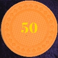 Light Orange plastic chips 4gm numbered 50