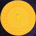 Yellow plastic chips 4gm numbered 1