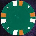 Green Double Stripe 3 Colour 14gm Poker Chips