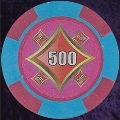 Pink and Light Blue Four Block 11.5gm Poker Chip Numbered 500