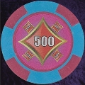 Pink and Light Blue Four Block 11.5gm Poker Chip Numbered 500