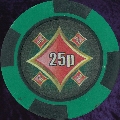 Green and Black Four Block 11.5gm Poker Chip Numbered 25p
