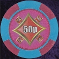 Pink and Light Blue Four Block 11.5gm Poker Chip Numbered 50p