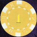 Yellow Dice Chip Numbered 1