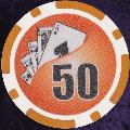 Orange Twist 11.5gm Poker Chips Numbered 50