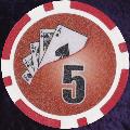 Red Twist 11.5gm Poker Chips Numbered 5