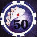 Blue Twist 11.5gm Poker Chips Numbered 50
