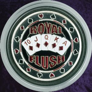 ROYAL FLUSH Metal Poker Card Protector (Silver Colour) Photo