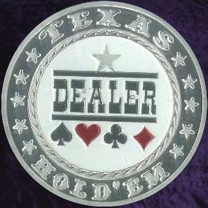 Silver TEXAS HOLD 'EM DEALER Metal Card Protector Photo