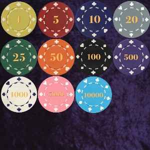SAMPLE PACK of Numbered Card Suit chip 11.5gm Photo