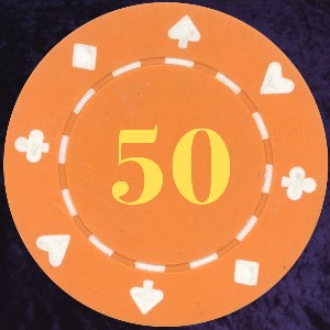Orange Card Suit chip 11.5gm Numbered 50 Photo