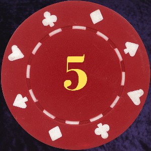 Red Card Suit chip 11.5gm Numbered 5 Photo