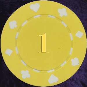 Yellow Card Suit chip 11.5gm Numbered 1 Photo
