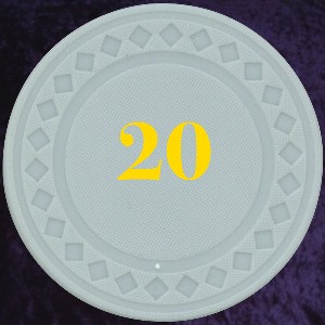 Light Grey plastic chips 4gm numbered 20 NEW Photo