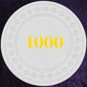 White Plastic chips 4gm Numbered 1000 NEW Photo