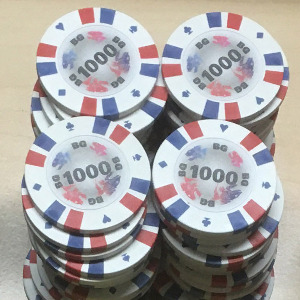 Photo 2 of White Double Stripe Customised 14gm Chips