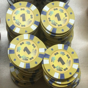 Photo 1 of Dark Yellow Double Stripe Customised 14gm Chips