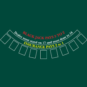 Photo 0 of Blackjack Layout 190 x 120cm Dark Green for 9 Players