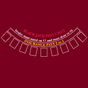 Photo 0 of Blackjack Layout 190 x 120cm Burgundy for 9 Players