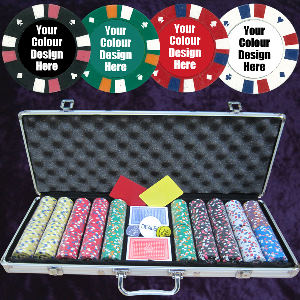 Customised 500 Double Suit 14gm chip set with Aluminium case Photo