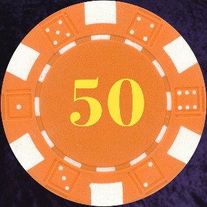 Orange Dice Chip Numbered 50 Photo
