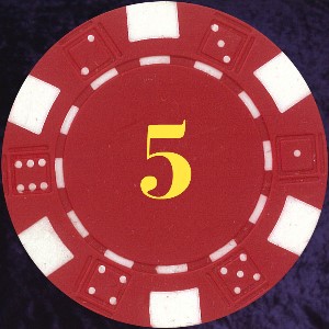 Red Dice Chip 11.5gm Numbered 5 Photo