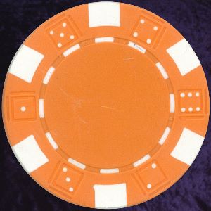 Orange six tab dice design heavy chip 11.5gm Photo