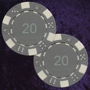 Grey Dice Chip Numbered 20 Double sided Photo