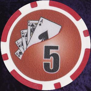 Red Twist 11.5gm Poker Chips Numbered 5 Photo