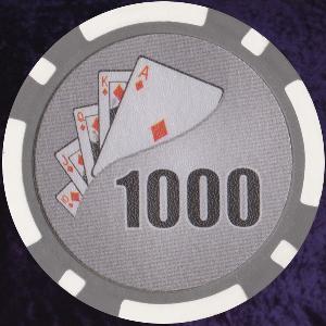 White Twist 11.5gm Poker Chips Numbered 1000 Photo