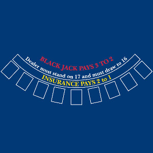 Blackjack Layout 200 x 140cm Dark Blue for 9 Players
