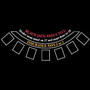 Blackjack Layout 200 x 140cm Black for 7 Players