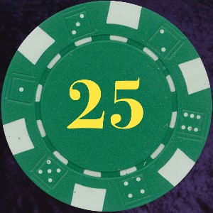 Green Dice Chip 11.5gm Numbered 25