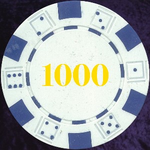 White Dice Chip 11.5gm Numbered 1000