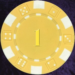 Yellow Dice Chip Numbered 1