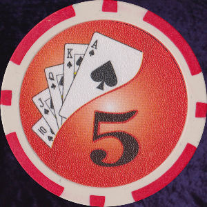Red Twist 11.5gm Poker Chips Numbered 5