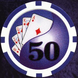 Blue Twist 11.5gm Poker Chips Numbered 50